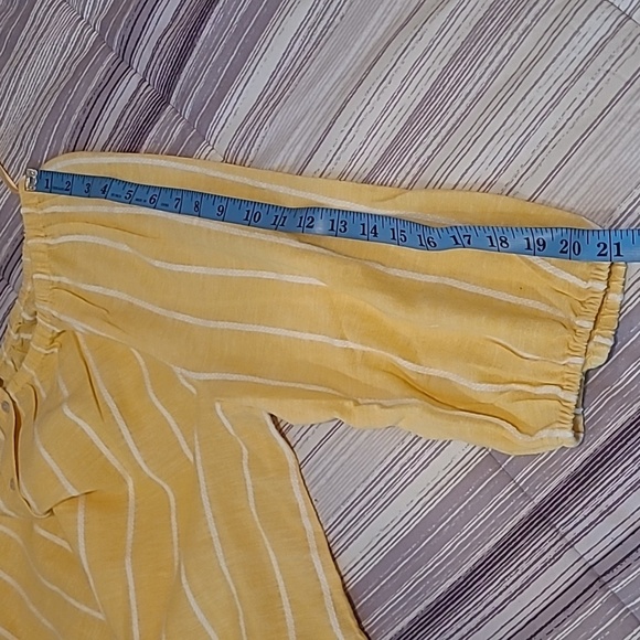 Style&Co Sunflower Yellow White Striped On Off Shoulder Button-up Blouse Top XL - Picture 11 of 11